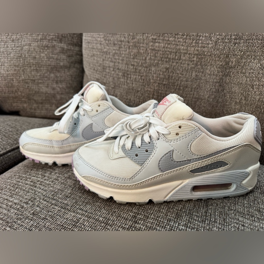 Nike Air Max 90 White and Light Gray Sneakers